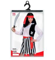Karnavalinis kostiumas, Piratas, Widmann, 5 dalys su marškinėliais, liemene, sijonu, diržu ir galvos juosta