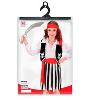 Karnavalinis kostiumas, Piratė, Widmann, 5 dalys su marškinėliais, liemene, sijonu, diržu ir galvos juosta
