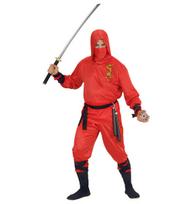„RAUDONOJO DRAKONO NINJA“ (paltas su gobtuvu, kelnės, diržas, veido kaukė, rankų ir kojų raiščiai)
