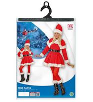 „SUPER DELUXE MISS SANTA“ (suknelė, diržas, skraistė, batų užvalkalai ir kepurė su pliušiniais apvadais)