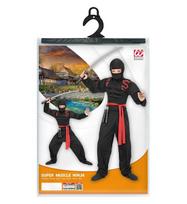 „SUPER RAUMENŲ NINJA“ (raumenų marškinėliai su gobtuvu, veido kaukė, kelnės, diržas)