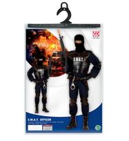 „SWAT OFFICER“ (kombinezonas, neperšaunama liemenė, diržas su dėklu ir rankine, kelių apsaugos, alkūnių apsaugos, kaukė)
