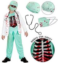„ZOMBIE DOCTOR“ (kruvinas švarkas su marškiniais ir kaulais, EVA krūtinė, kelnės, kepurė, veido kaukė, stetoskopas)