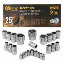 Smūginių veržliarakčių galvučių rinkinys 1/4"DR, 1/2"DR, 25 vnt. 6 g. FORSTIME FT-50121G (57686)
