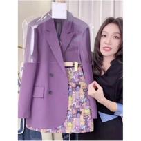 Women Temperament 2 Piece Set Oversized Blazer Coat + High Waist Floral Bodycon Mini Skirts Suits 3XL
