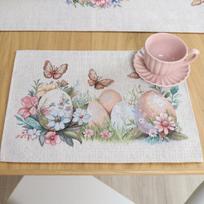 Textile Idea stačiakampė velykinė stalo servetėlė "Velykų margučiai", 4 vnt., 35x45 cm