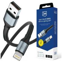 3MK Hyper Cable N-SERIES USB-A to Lightning Cable, 2m, QC 3.0, 5V/2.4A, 12W, Black