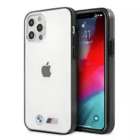 BMW BMHCP12LMBTOK Metallic Black Edges Hard Case for iPhone 12 Pro Max 6.7-inch Transparent