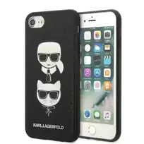 Karl Lagerfeld KLHCI8SAKICKCBK iPhone 7|8 | SE 2020 | SE 2022 black hardcase Saffiano Karl AND Choupette Head