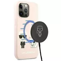 Karl Lagerfeld KLHMP13XSSKCI iPhone 13 Pro Max 6.7" hard case, light pink Silicone, Ikonik Karl  AND  Choupette Magsafe