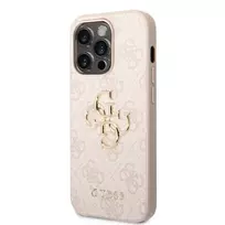 GUESS PU 4G Metal Logo Case for iPhone 15 Pro Max in Pink