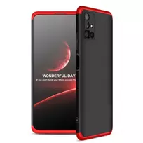 GKK 360 Protection Case, Front and Back Case, Full Body Cover for Samsung Galaxy M51, black and red