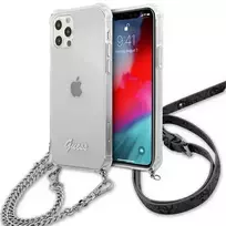 GUESS GUHCP12LKC4GSSI iPhone 12 Pro Max 6.7" Transparent hard case with 4G silver chain