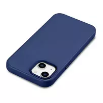 iCarer Case Leather cover for iPhone 14, made of natural leather, blue (WMI14220705-BU) (MagSafe compatible)