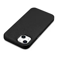 iCarer Litchi Premium Leather iPhone 14 Case, Magnetic Leather Case with MagSafe, Black (WMI14220709-BK)