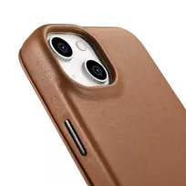 iCarer CE Premium Leather Folio Case for iPhone 14 Plus, Magnetic Flip Leather Folio Case with MagSafe, Brown (WMI14220715-BN)