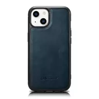 iCarer Leather Oil Wax case covered in natural leather for iPhone 14 Plus, blue (WMI14220719-BU)