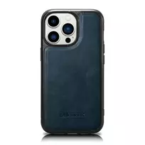 iCarer Leather Oil Wax Case for iPhone 14 Pro Max, Blue Leather Case (WMI14220720-BU)