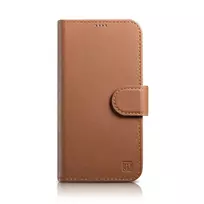 iCarer 2-in-1 Wallet Case Cover for iPhone 14 Plus, Anti-RFID Leather Flip Case, Brown (WMI14220727-BN)