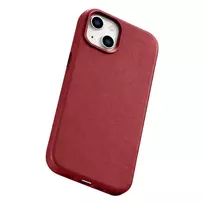 iCarer Leather case cover made of natural leather for iPhone 14 Plus, red (MagSafe compatible)