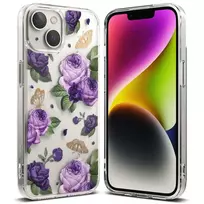 Ringke Fusion Design Armored Case Cover with Gel Frame for iPhone 14 Plus, transparent (Rose Purple) (FD637E29)