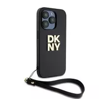 DKNY DKHCP15LPBSWSK iPhone 15 Pro 6.1" black hardcase with wrist strap and stock logo