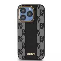 DKNY PU Leather Checkered Pattern MagSafe Case for iPhone 15 Pro Max, Black