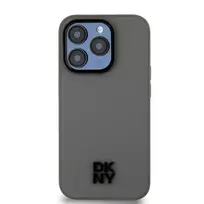 DKNY PU Leather Stack Logo MagSafe Case for iPhone 15 Pro Max, Grey