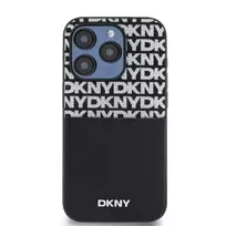 DKNY PU Leather Repeat Pattern Card Pocket Case for iPhone 14 Pro Max, Black