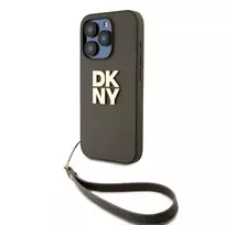 DKNY PU Leather Stacked Logo Wrist Strap Case for iPhone 14 Pro Max, Green