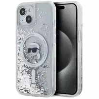 Karl Lagerfeld Liquid Glitter Karl Head MagSafe case for iPhone 15, 14, 13 - transparent