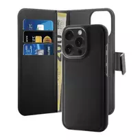 PURO Detachable MagSafe 2-in-1 PU Leather Case with Flap and Wallet for iPhone 16 Pro - Black