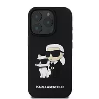 Karl Lagerfeld PU Saffiano Karl and Choupette Case for iPhone 16 Pro Max, Black