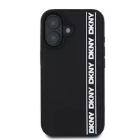 DKNY 3D Rubber Repeat Logo Line Case for iPhone 16, Black