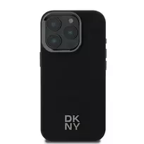 DKNY PU Leather Stack Logo MagSafe Case for iPhone 16 Pro, Black