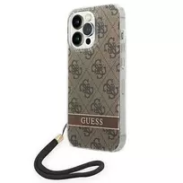 GUESS GUOHCP14XH4STW iPhone 14 Pro Max 6.7" brown | brown hardcase with 4G print strap