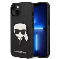 Karl Lagerfeld KLHCP14MSAPKHK iPhone 14 Plus | 15 Plus 6.7" black | black Saffiano hardcase with Karl`s Head Patch