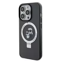 Karl Lagerfeld Ring Stand Karl and Choupette MagSafe Case for iPhone 16 Pro Max Black
