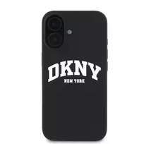 DKNY Liquid Silicone Arch Logo MagSafe Case for iPhone 16 Plus, Black