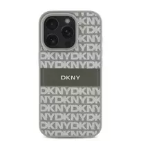 DKNY PU Leather Repeat Pattern Tonal Stripe Case for iPhone 16 Pro Max in Beige