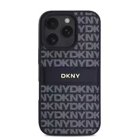 DKNY PU Leather Repeat Pattern Tonal Stripe Case for iPhone 16 Pro Max in Blue