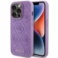 GUESS Leather 4G Stamped Case for iPhone 15 Pro - Purple