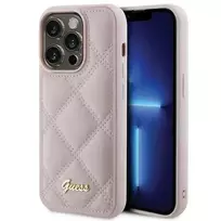 GUESS Quilted Metal Logo Case for iPhone 15 Pro – pink