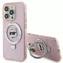 Karl Lagerfeld KLHMP15LHMRSCHP iPhone 15 Pro 6.1" pink | pink hard case with Ring Stand, Choupette Head, and MagSafe