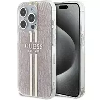 GUESS IML 4G Gold Stripe case for iPhone 15 Pro - pink