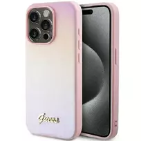GUESS Saffiano Iridescent Script case for iPhone 15 Pro - pink