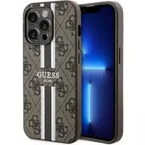 GUESS 4G Printed Stripes MagSafe Case for iPhone 15 Pro - Brown