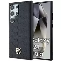 DKNY Leather Pattern Metal Logo MagSafe case for Samsung Galaxy S24 Ultra - black