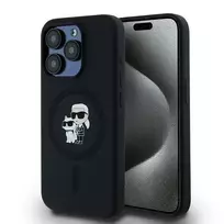 Karl Lagerfeld Silicone Karl AND Choupette MagSafe case for iPhone 15 Pro - black