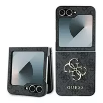 GUESS Leather 4G Metal Logo Case for Samsung Galaxy Z Flip 6 - Black